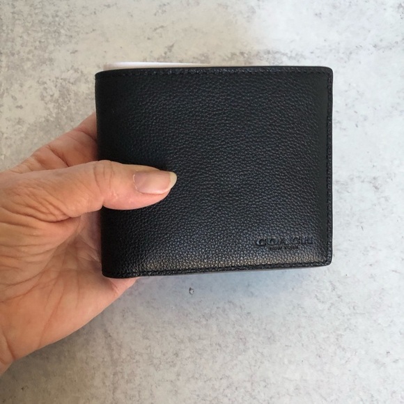 Coach Mens 3 In 1 Sport Calf Leather Wallet Black - Picture 2 of 10